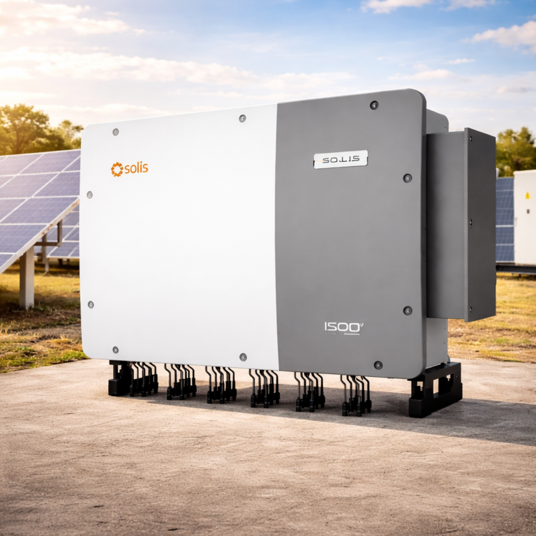 Solis utility scale PV invertors saules parkā ar trīsfāzu pieslēgumu
